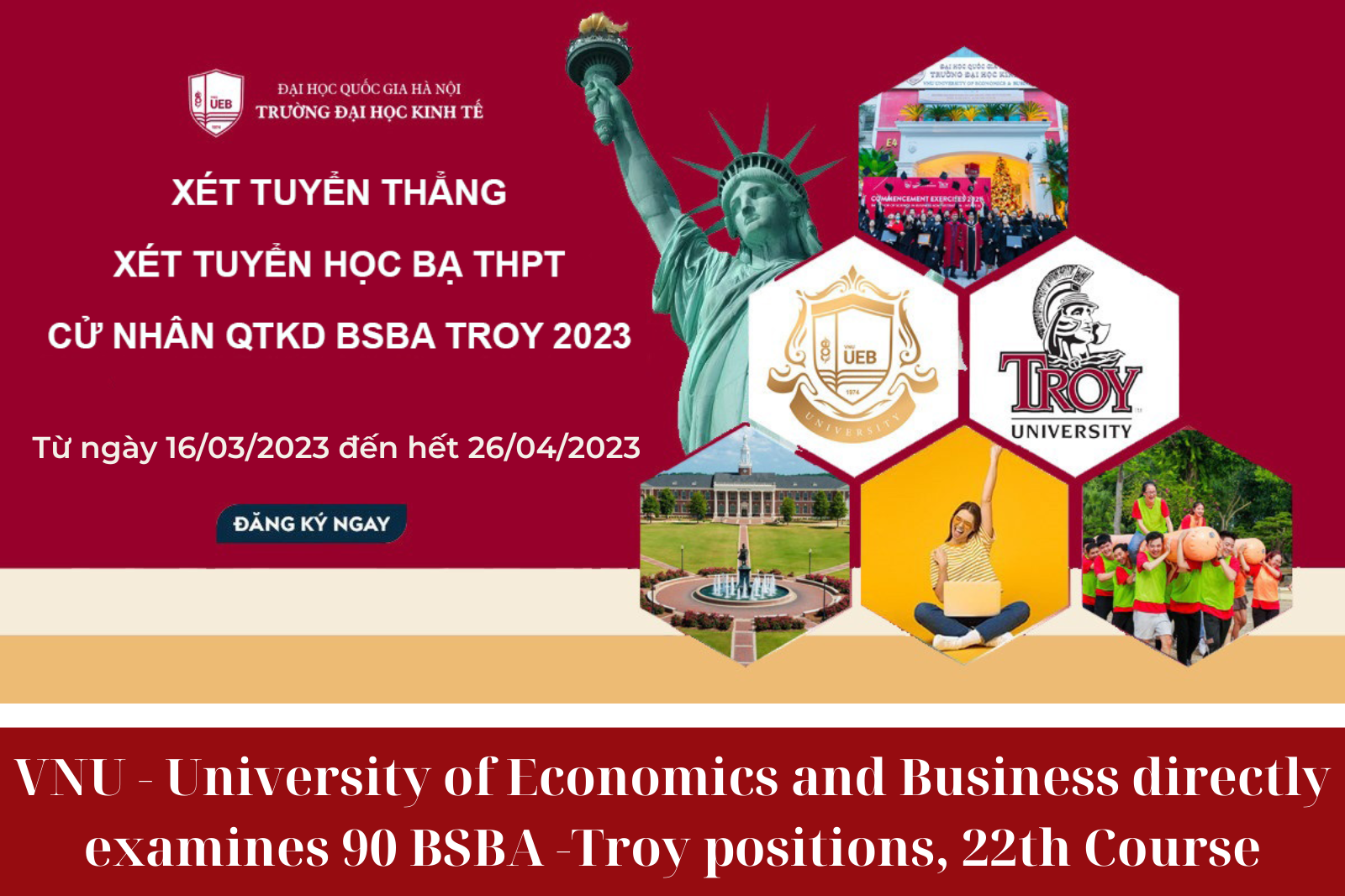 VNU - University of Economics and Business directly examines 90 BSBA -Troy positions, 22th Course