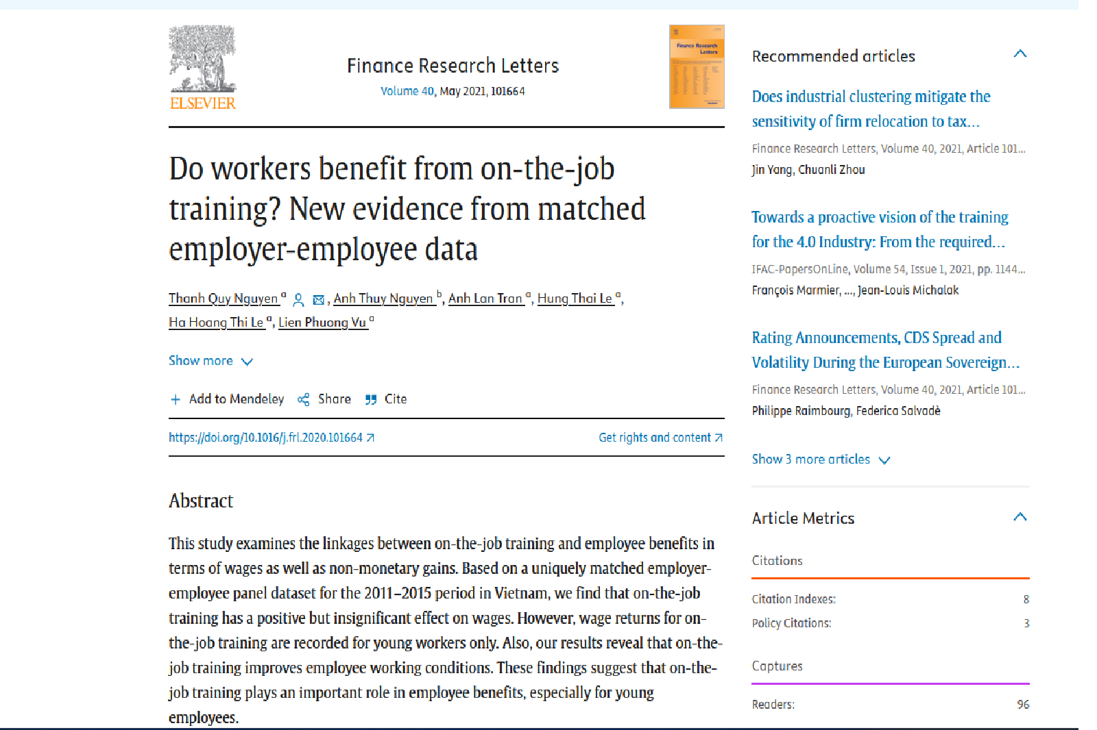 Do Workers Benefit from On-the-Job Training? New Evidence from Matched Employer-Employee Data